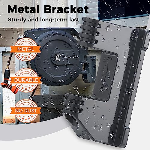 Giraffe Tools Retractable Garden Hose Reel Auto Rewind Wall Mount 5/8" 90FT