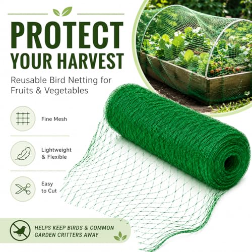Garden Netting, 13 x 20 FT Bird Netting for Garden Plant Protection, Reusable Fine Mesh for Fruit Trees, Vegetable Plants, Blueberry Bushes, Raised Beds, Chicken Coop (13x20ft) - size: 13.0X20FT