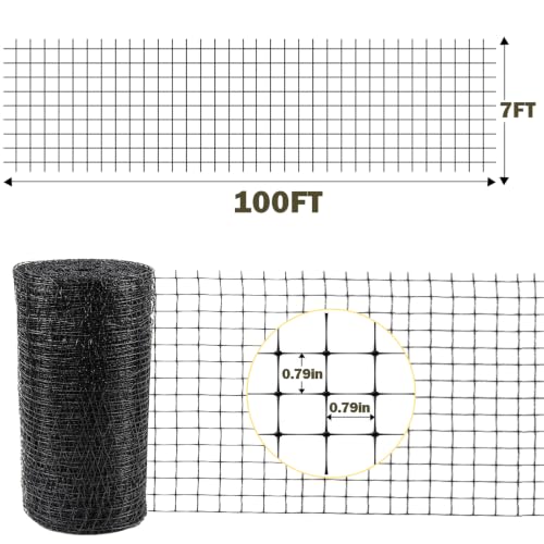 Jollybower Deer Fence Netting, 7 x 100 Feet Heavy Garden Netting Anti Bird Protective Net Reusable for Plants Fruit Trees Vegetables Against Birds Deer Squirrels and Other Animals