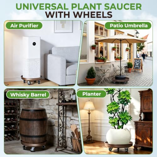 Plant Caddy With Wheels 12" Metal Plant Saucers for Indoors 310 Lb Capacity - size: 1 PACK 12 INCH