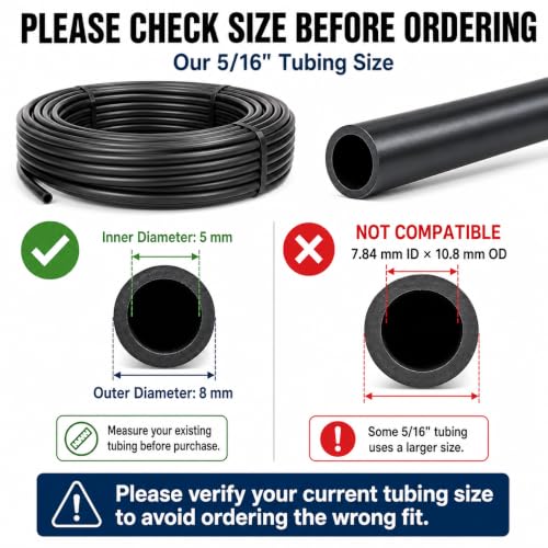 5/16 Inch Blank Drip Irrigation Tubing, 60FT Distribution Hose for Garden, Greenhouse & Raised Beds, Flexible UV-Resistant Watering Line for Drip Irrigation Systems - style: 60Ft 5/16 Tubing
