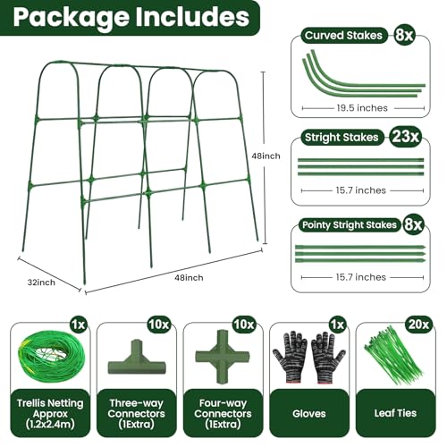 50"x48"Cucumber Trellis, Garden Arch Trellis for Climbing Plants Outdoor - color: Green
