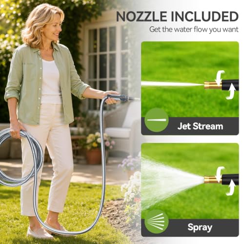 SPECILITE Expandable Metal Garden Water Hose 100 FT with Adjustable Nozzle - size: 100FT