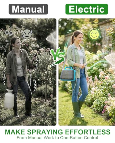 Battery Powered Garden Sprayer 2 Gallon, Electric Pump Sprayer with 3 Mist Nozzles, Rechargeable Handle, Telescopic Wand, Adjustable Strap, Water Spray Weed Sprayer for Lawn, Garden, Yard, Plants - size: 2 GAL