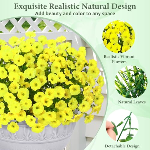 14 Bundles Artificial Flowers for Outdoors, Fake Outdoor Flowers(Yellow) - color: Yellow, size: 14 Bundles