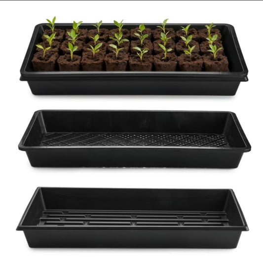 RooTrimmer 10 Pack 1020 Trays and 10 Pack 1020 Mesh Bootom Trays, 20'' x 10'', Heavy Duty Propagation Flats for Microgreens, Seed Starting, Soil Blocks, Hydroponics & Wheatgrass (10 Sets) - size: 21L x 11 W x 2.5 H