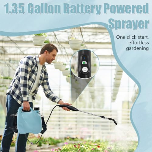 Battery Powered Sprayer 1.35 Gallon, Electric Pump Garden Sprayer in Lawn - size: 1.35