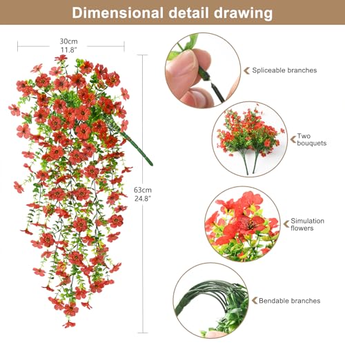 ZFProcess Artificial Fall Mums Fake Flowers Plants for Outdoor Home Decor - color: Fall Red