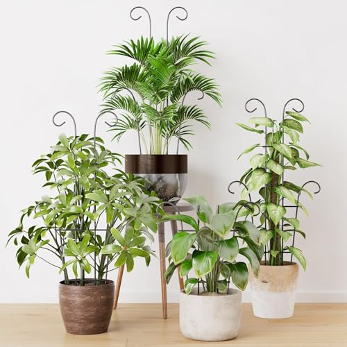 Larger 23.6in Plant Trellis for Climbing Plants Indoor Outdoor, 4 Pack Expandable Metal Trellis for Potted Plants - Sturdy Rustproof Plant Support for Pothos Ivy Hoya Monstera, Houseplant Decor