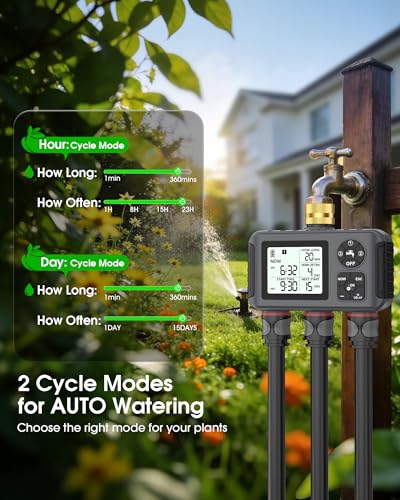 Insoma Water Timer with Brass Inlet, 3 Independent Zones Outdoor Hose Timer for Garden Faucet with Auto/Manual/Rain Delay Mode, IPX5 Waterproof, Sprinkler Irrigation Controller for Yard Lawn - color: Black, size: 3 Outlets