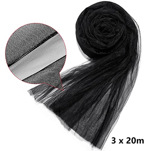 Zonon Mosquito Netting Garden Insect Mesh Netting Garden Patio Mesh Screen Net Fly Insect Bug Bird Net Barrier for Patio Balcony Porch Gazebo Vegetables Fruits Plant Protection(9.84 x 65.62 ft,Black) - color: Black, size: 9.84 x 65.62 ft