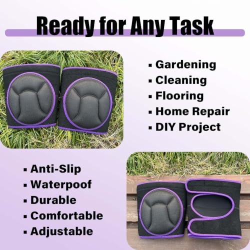 Garden Knee Pads for Adult, Adjustable Kneeling Pad for Women, Purple Large - color: Purple, size: Large