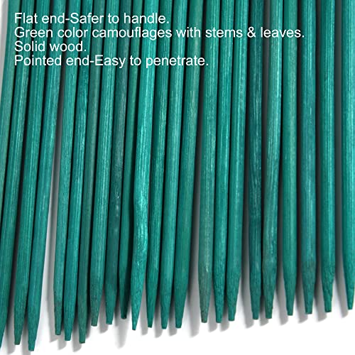 100 PCS 18" Green Bamboo Plant Support Stakes - Garden Wood Floral/Orchid/Tomato Wooden Stakes - Sign Posting Sticks (100)