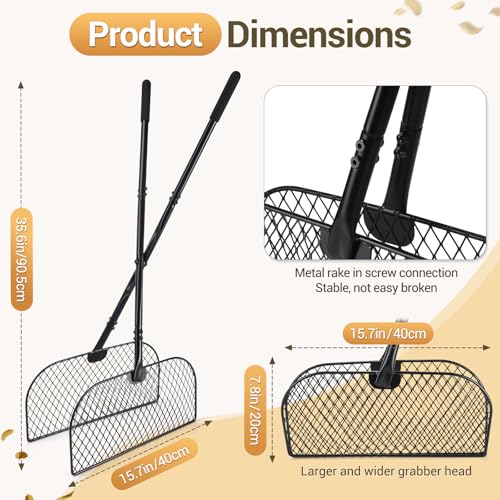CAROD Leaf Grabber Rake with Long Handle, Lightweight Metal Leaves Rakes, Leaf Collector for Gardening, Leaf and Grass Picker Upper, Efficient and Labor-Saving Yard Rake Leaf Grabber No Bending Over