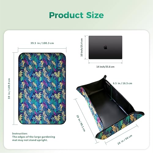 Repotting Mat for Indoor Plants 39.5"x59", Unique Gifts for Plant Lovers - color: Black Leaf Print, size: 39.5" x 59" x 0.1"
