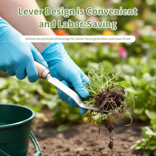 Stainless Steel Weed Puller Tool for Lawn and Garden, Heavy Duty Root Lifter, Leverage Design for Deep Digging and Easy Stand-Up Weeding, Rust-Proof Yard Care Tool