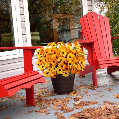 8 Bundles Yellow Flowers Artificial Black Eyed Susans Mums for Outdoors - color: Yellow and Orange