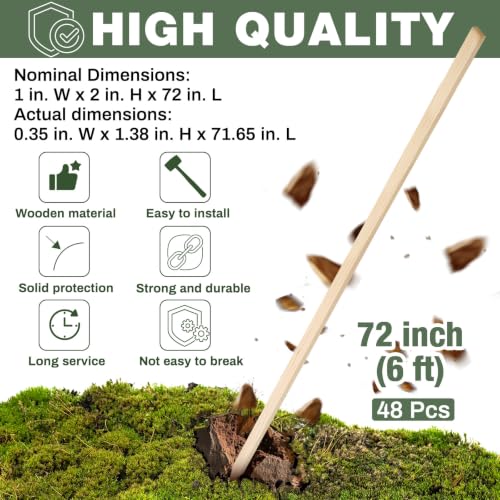 Colingmill 20 Pieces Wooden Garden Stakes 6 ft Grade and Survey Stakes Wooden Garden and Sign Posts for Plant Support Silt Fence Yard Farm Survey Boundaries Baselines - size: 72 Inch