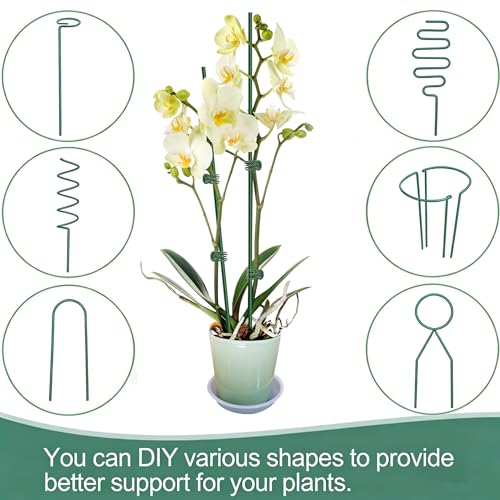 Plant Support Stakes with 50 Plant Clips, 32ft Plant Sticks, 800 Ties Green - color: Green, size: 32Ft