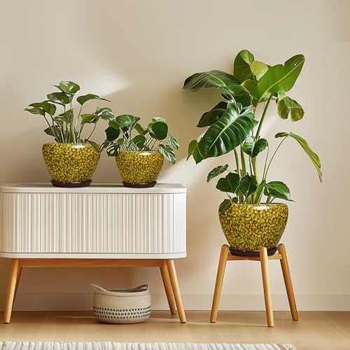 8 Inch Flower Pot, Ceramic Planters with Drainage, Yellow Leopard - color: Yellow Leopard, size: 8 Inch
