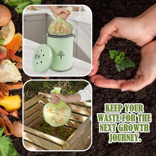 AOSION Countertop Compost Bin, Odor-Free Food Waste Container with 50 Bags - color: Green