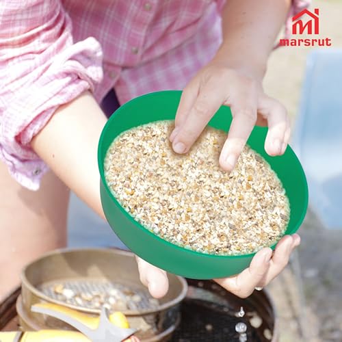 4pcs Sifter for Rocks, Sifting Pan, Fossil Soil Sieves Screen for Gardening, Fine Classifier Compost Strainer, Round Plastic Riddle Work Tray Small Set for Dirt Sand Mealworm Casting Gravel, Green