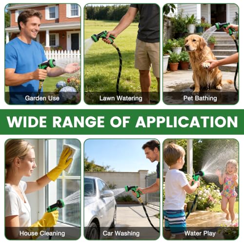 Garden Hose 25ft, Non-Expandable Flexible TPE Tube Water Hose - color: Black and Green, size: 25ft