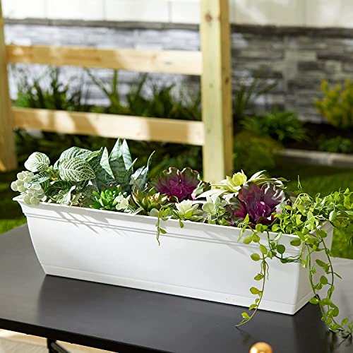 The HC Companies 24" Eclipse PlasticWindow Box 7.76"x24"x6.57" in White Color - color: White, size: 24"
