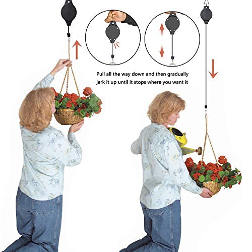 4 Pack Plant Hook Pulley, Retractable Plant Hanger Easy Reach Hanging Flower Basket for Garden Baskets Pots and Birds Feeder Hang High up and Pull Down to Water Or Feed - color: Plant Hooks