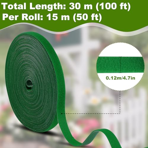 Oligei 100 ft x 1/2 in Plant Ties, 2 Roll Green Garden Ties, Reusable and Adjustable Plants Tape for Supporting and Securing Plants or Fruit, Indoor & Outdoor Use
