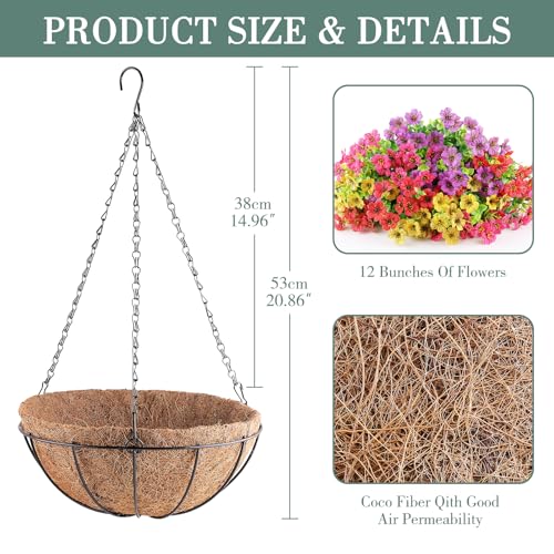 AGIRL Artificial Hanging Flowers with Baskets for Outdoors(Multi Color) - color: Multi Color, size: 1PCS
