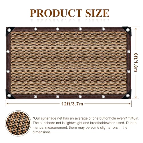 80% Shade Cloth -6x12FT Sunblock Net with Grommet,Lightweight and Durable UV Protection,Shade Cloth for Garden Patio Pergola Balcony Plants Greenhouse Dog Kennel Chicken Coop Outdoor - size: 6×12FT