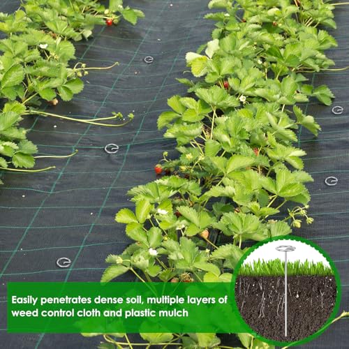 120 PCS Landscape Fabric Stakes 6 inch 8 Gauge Circle Top Garden Stakes - size: 6 inch-120pcs