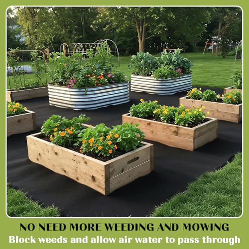 2Pcs 8.2'x2' Recycled Felt Mulch Mat Roll for Landscaping, Black Mulch Pad - size: 8.2'x2'-2pcs