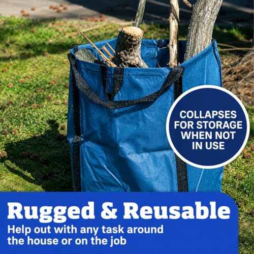 DURASACK Heavy Duty Home and Yard Bags 48-Gallon Reusable Self-Standing Lawn and Leaf Bags Garbage Can with Reinforced Handles, Ocean Blue, 3 Pack - color: Ocean Blue