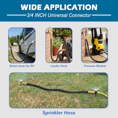 10ft Garden Hose, Water Lead-in Hose Extension, Nylon Braided Hose Extension Adapter for Hose Reel/RV, Drinking RV Water Hose, Reel Extender for Yard, Female to Female, Durable Black - size: 10 FT