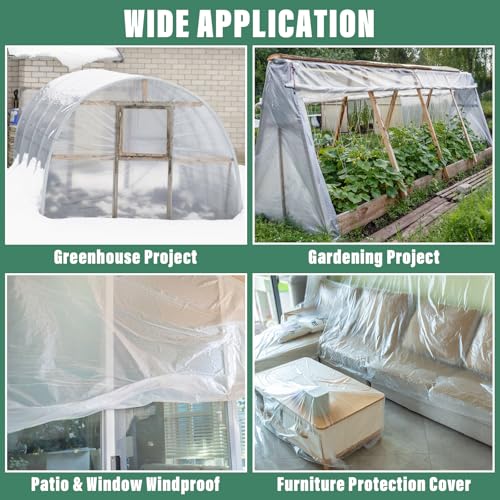 Legigo 8 X 26 Ft Clear Greenhouse Plastic, Plant Covers Freeze Protection - size: 8 x 26 Ft