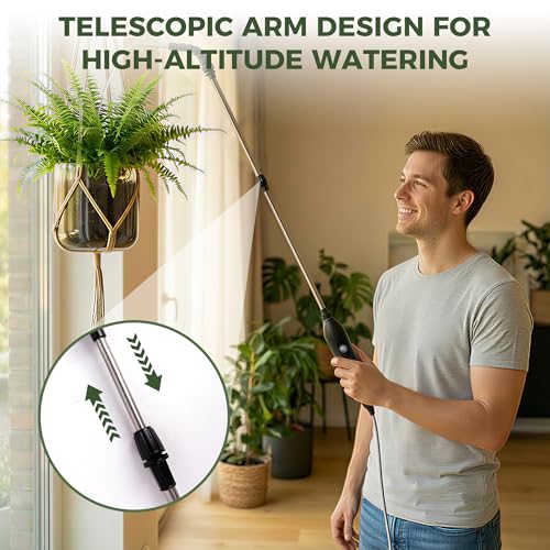 Cordless High-Reach Plant Waterer - Rechargeable Sprayer with Long Wand