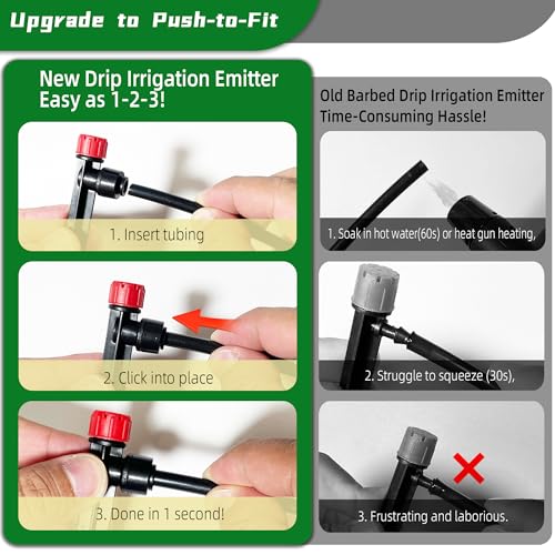 30PCS Push-to-Fit Drip Irrigation Emitters for 1/4 inch Irrigation Tubing, Adjustable 360 Degree Drip Emitter Sprayer with Stake, Irrigation Dripper Sprinklers for Drip Irrigation System - size: 30PCS Drip Irrigation Emitters Sprayer