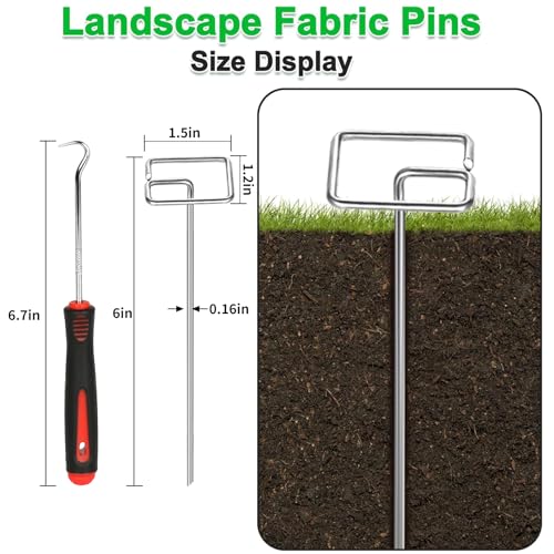 60 Pcs 6 Inch Landscape Fabric Staples, Tensile Strength 450-500Mpa -Non-Bending Garden Stakes Pins, Landscape Staples for Landscaping and Securing Lawn Fabric Weed Barriers(Square) - style: S-60 PCS