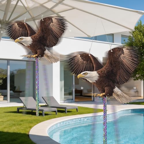 3 Pack Fake Eagle to Scare Animals Away, Hanging Flat Plastic Fake Eagle with Reflective Tape for Keep Pigeon Woodpecker Away for Outdoor Contryard Garden Balcony Window Patio Backyard - color: 3pcs-brown Eagle 01