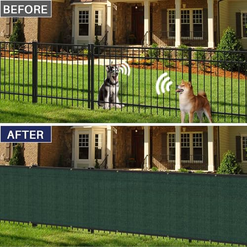 Windscreen4less Privacy Fence Screen Heavy Duty Windscreen Fencing Mesh Fabric Shade Net Cover with Brass Grommtes for Outdoor Wall Garden Yard Pool Deck, 8'x1' Green - color: Green, size: 8' x 1'