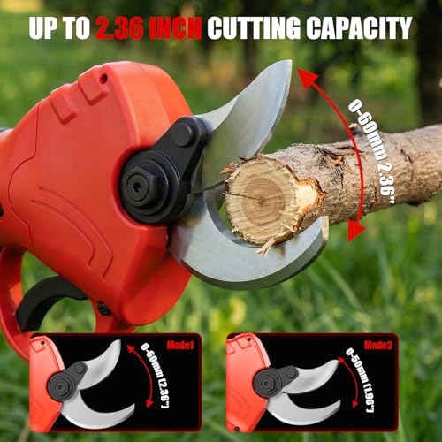 Electric Pruning Shears, 2.36" Opening, 2 Batteries&Spare Blades - color: Wine Red