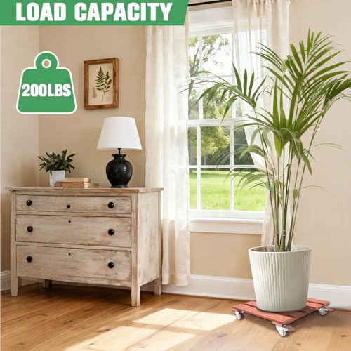 Plant Caddy with Wheels Heavy Duty, 12 Inch WPC Rolling Plant Stand - color: Brown, size: Square
