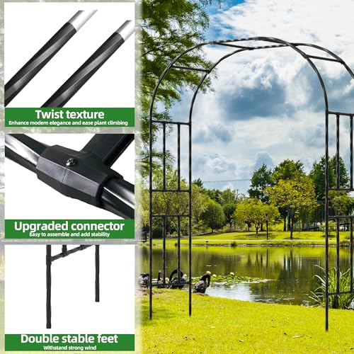 Garden Arch Trellis, 7.9FT Metal Arbor Archway for Climbing Plants Outdoor - color: 59.1 inch Length - Black, size: Full Arch