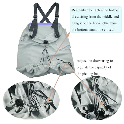 Large Adjustable Canvas Fruit Picking Bag for Orchard Farm Garden - color: Blue