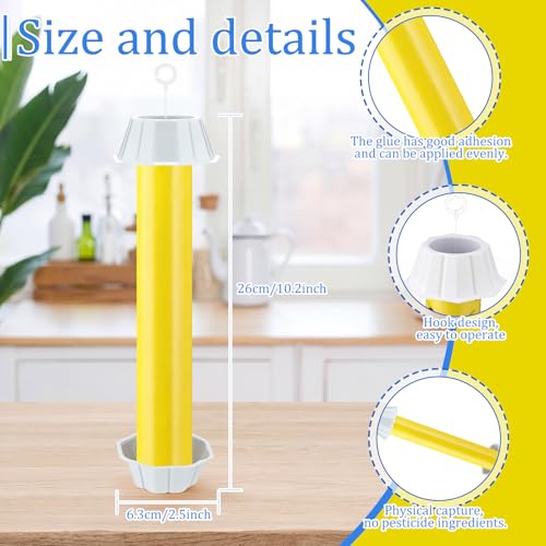 Qualirey 12 Pcs Sticky Fly Trap Stick with Hook, Bright, Yellow - color: Yellow, size: Bright