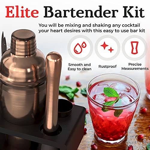 Highball & Chaser Cocktail Shaker Set: Bartender Kit for Home Bar Mixology Cocktail Bar Set Plus E-Book with 30 Recipes - color: Antique Copper