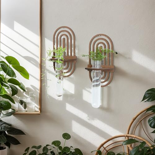 Artilady Plant Propagation Station Wall Hanging, Plant Terrariums with Tube - color: Rainbow Design Wood