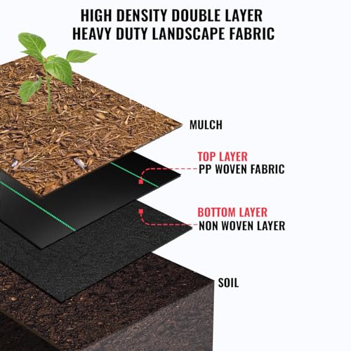 Premium 6 OZ Pro Garden Weed Barrier Landscape Fabric Heavy Duty, 4‘ X 500‘ Weed Barrier Fabric Durable, Lightweight, Eco-Friendly and Easy to Install. - size: 4‘ X 500‘